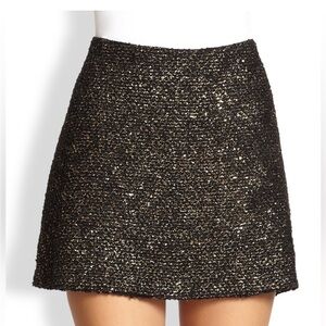 Alice + Olivia black and gold boucle knit TOP AND SKIRT SET